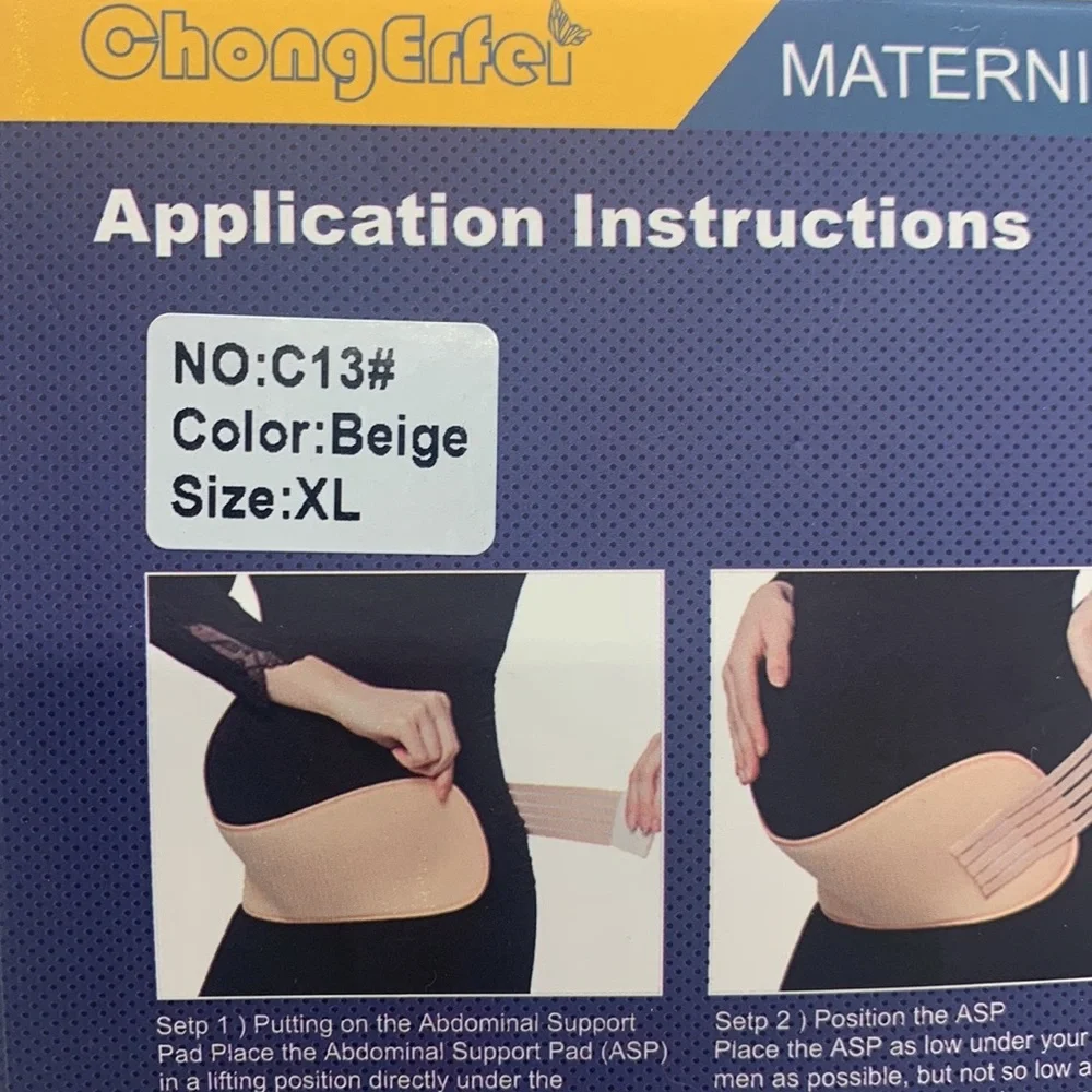 Chong Erfei Maternity Pregnancy Support Belt Beige Nude XL Adjustable Everyday
